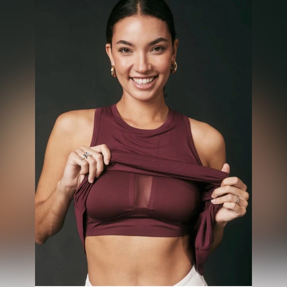 SheBird Freedom Racerback Tank Built In Bra Top Dark Cherry Modal Small Medium 3 - Picture 3 of 11